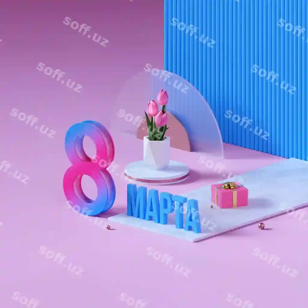 8-mart baneri lola bilan 3d render instagram | 8 march banner with tulips 3d render instagram