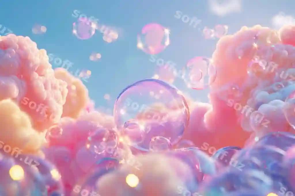 Jozibador yaqin surat parlayotgan pufyaklar rang-barang geotermik hovuz quyoshli kun | Captivating closeup shimmering bubbles vibrant geothermal pool sunny day