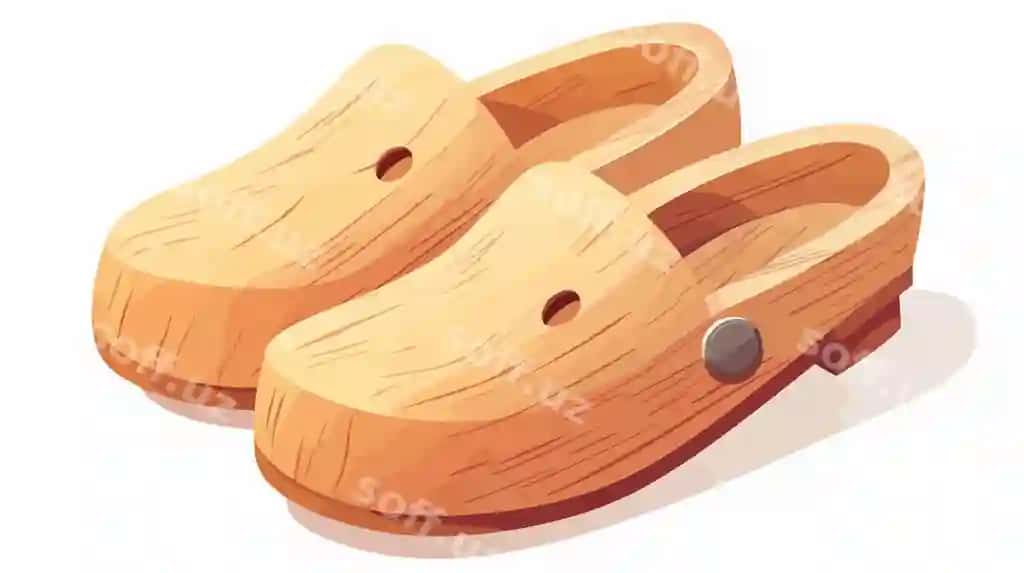 An'iyaviy yong'oqli golland poyabzim tekis vektor ajraltirilgan | Traditional wooden dutch clog flat vector isolate