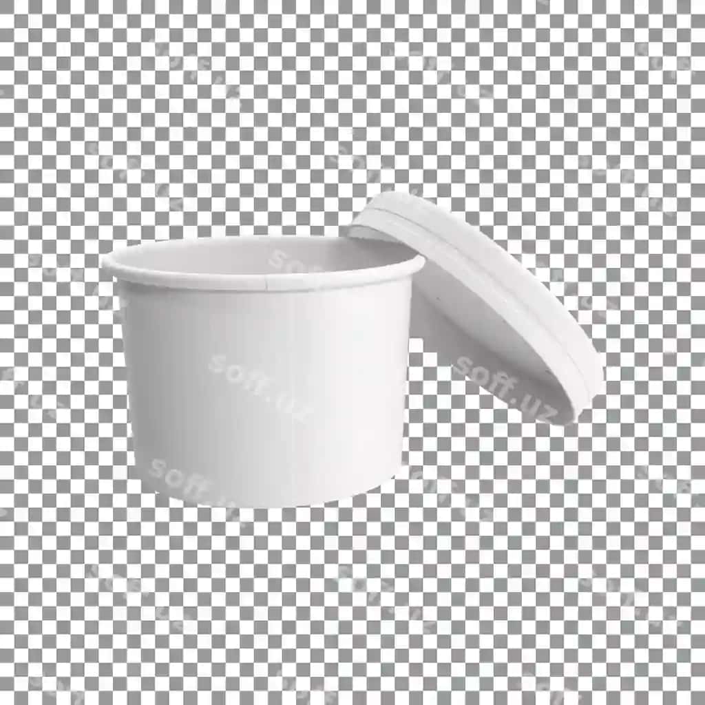 Bo'sh oq muzza pákétli stakán ajraltirilgan shaffof fonda | Blank white ice cream disposable cup isolated transparent background