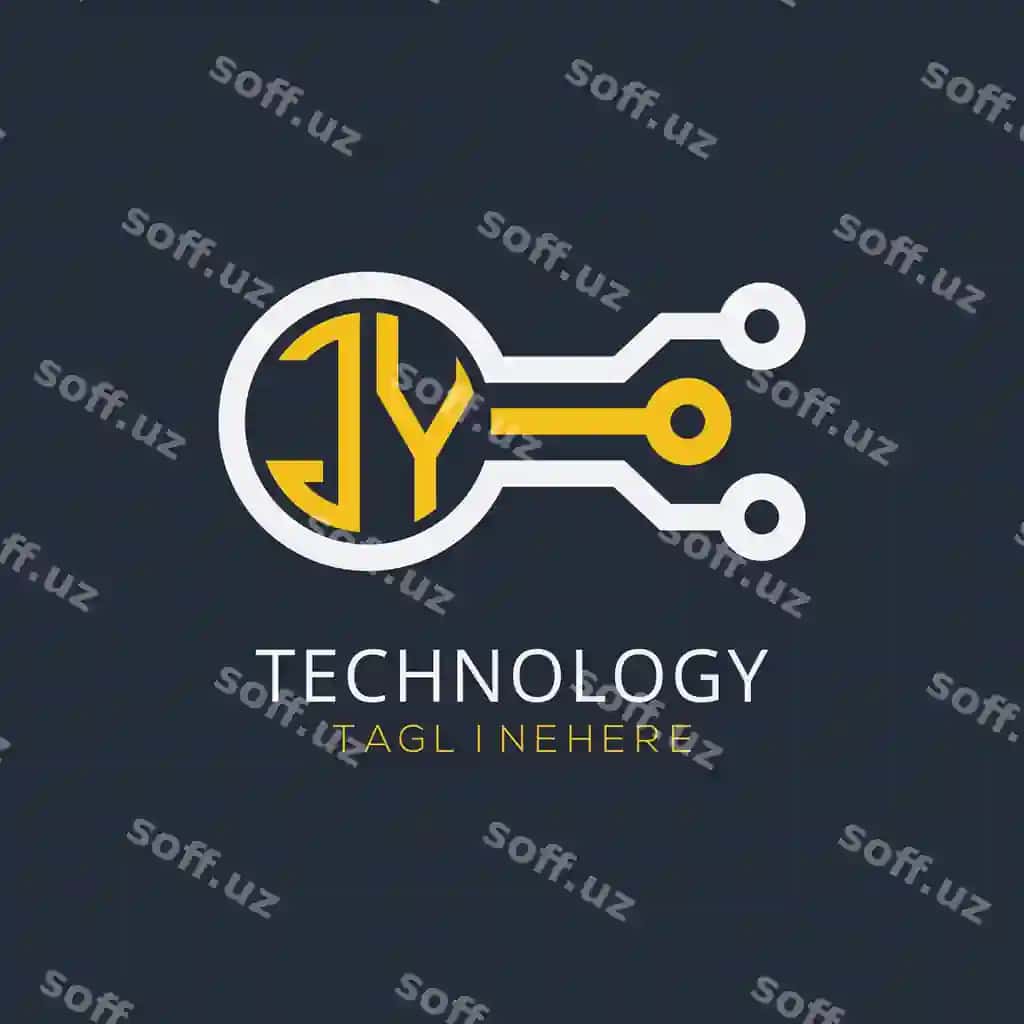 Jy bosh harflari monogramma texnologiya logotipi aylana uslubi dizaynga ega | Jy initial monogram technology logo with circle style design