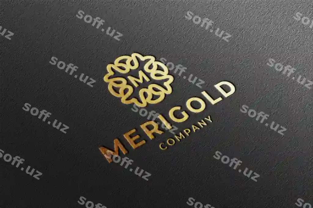 Bozorov perspektiva oltin debossed logotip namunasi | Luxury perspective gold debossed logo mockup