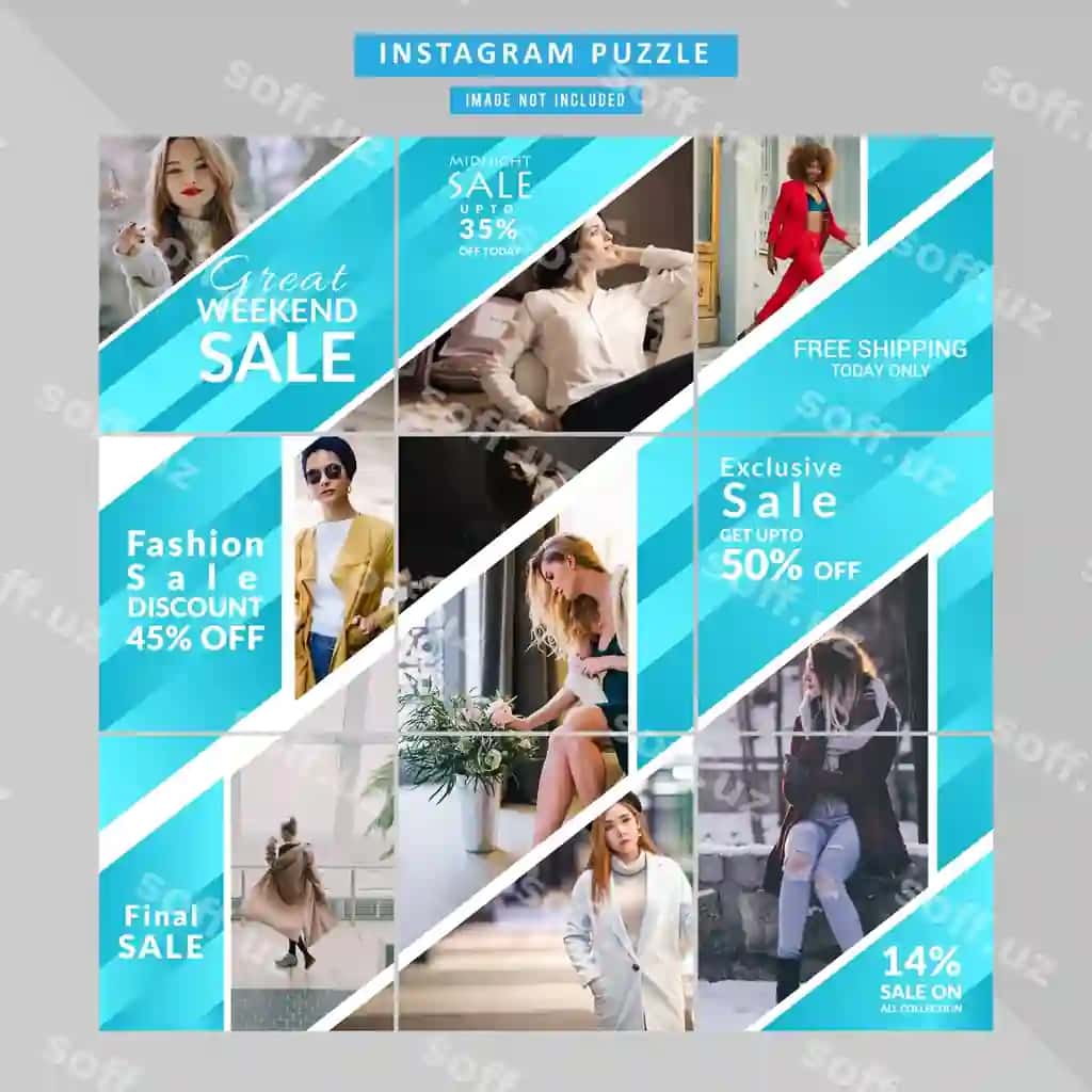 Puzzle moda veb baner ijtimoiy tarmoqlar | Puzzle fashion web banner social media