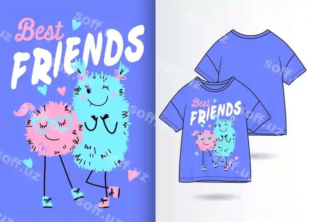 Qo'l chizilgan chiroyli ijobat illustratsiyasi futbolka dizayni bilan | Hand drawn cute monster illustration with t shirt design