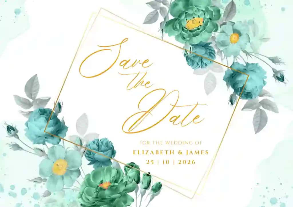Gullar bilan bezatilgan chiroyli akvarel to'y taklifnomasi | Beautiful watercolor wedding invitation with floral decoration