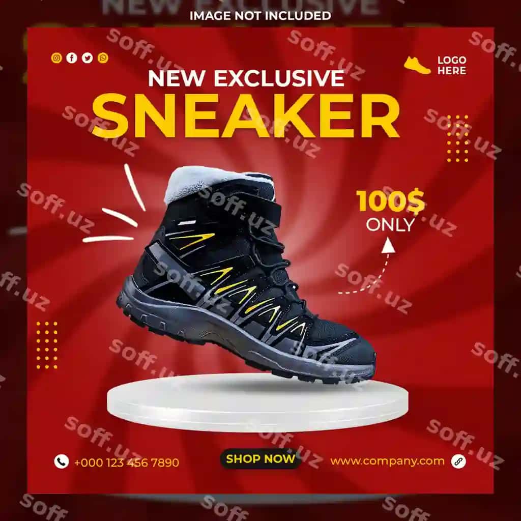 Oyoq qo'shiq ijtimoiy tarmoqlar shabloni | Shoes social media template
