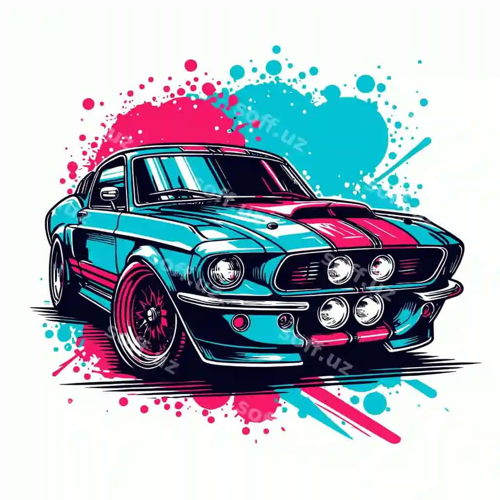 Chizish mashina ko'k qizil fonda | Drawing car with blue red background