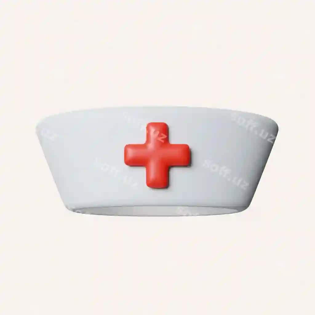 3d tibbiy ikonka hamshira bosh o'yini plus belgisi bilan kasalxona jihozlari professional | 3d medical icon nurse cap with plus sign hospital stuff professional