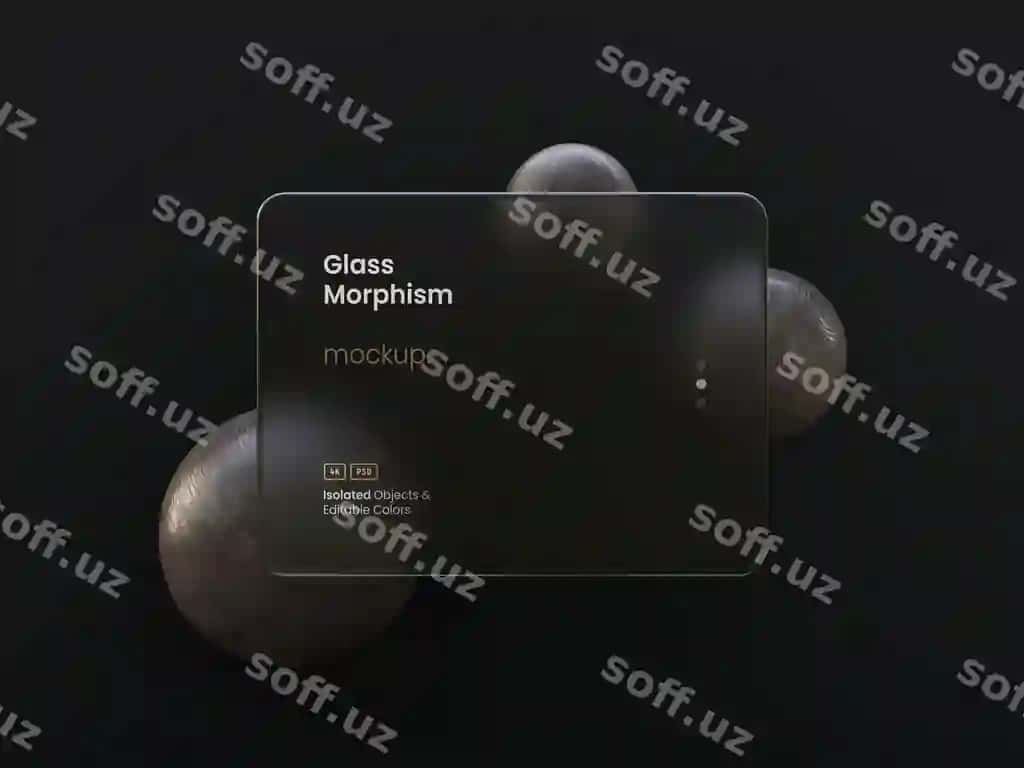 3d interfeys prezentatsiya mockup bulaning frosted glass morphism | 3d interface presentation mockup with blurred frosted glass morphism