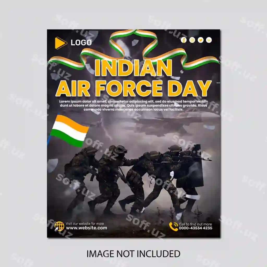Hindiston havasko'pchilik tabrik reklama shablon dizayni | Indian air force celebration promotion template design