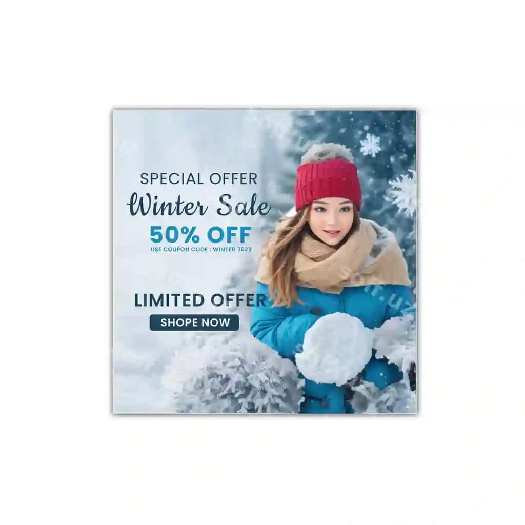 Qish aktsiyasi baner dizayni, ijtimoiy tarmoqlardagi post va Instagram post dizayni | Winter sale banner design social media post instragram post dsign