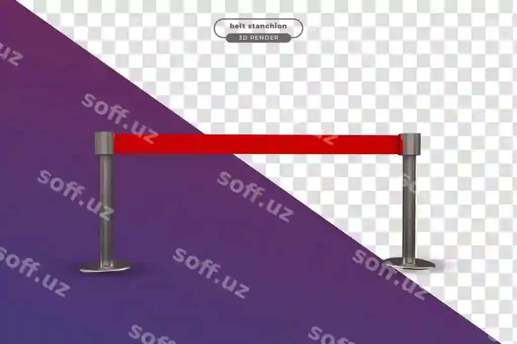 Haqiqiy chiqariladigan reman bariyer posti shaffof fonda | Realistic retractable belt stanchion transparent background