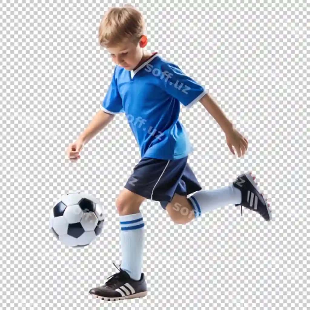 O'g'il futbol o'ynayotgan. | Boy playing soccer