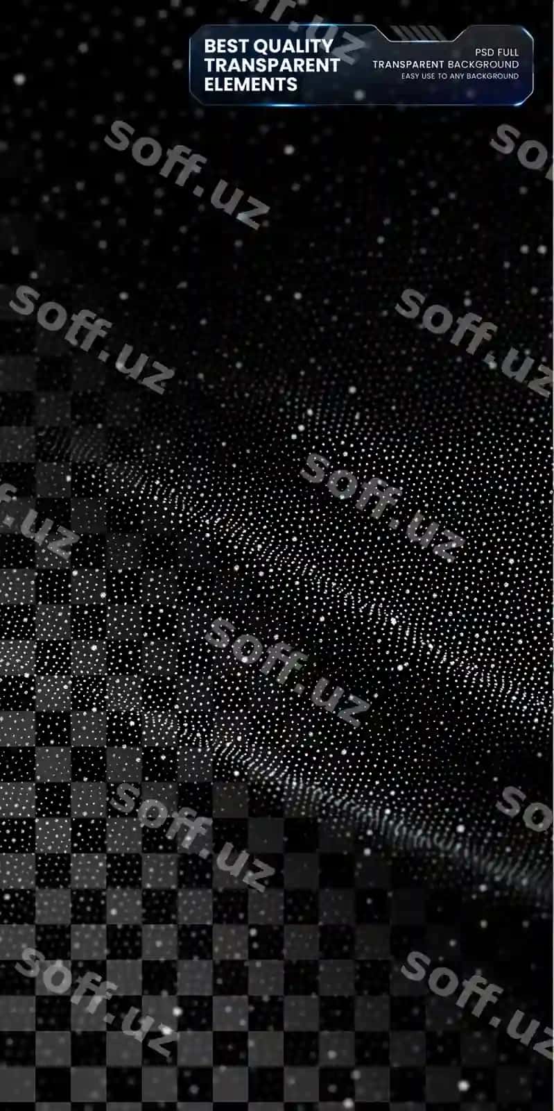 Qora fonda kichik oq nuqtalar tasodifiy naqsh shaffof | Black background with small white dots random pattern transparent