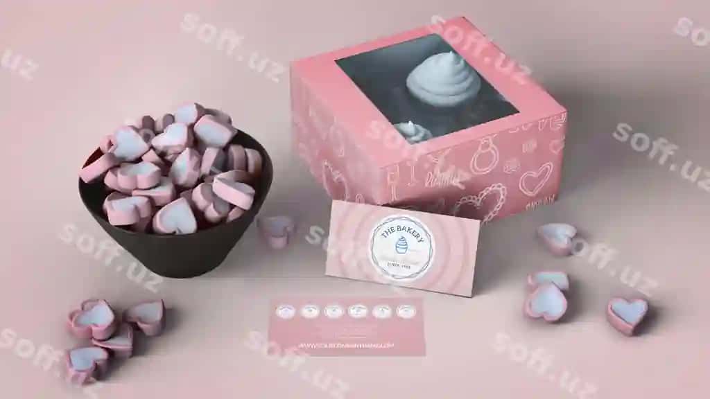 Kupkей пакети брендлаштириш мокапи | Cupcake packaging branding mockup