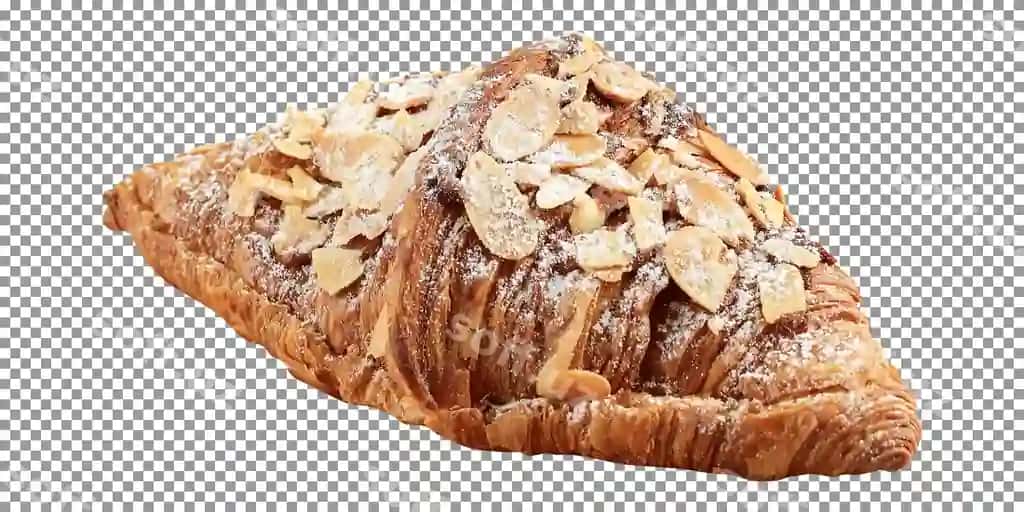 Kruasone badlar bilan shaffof fonda | Croissant with almonds transparent background