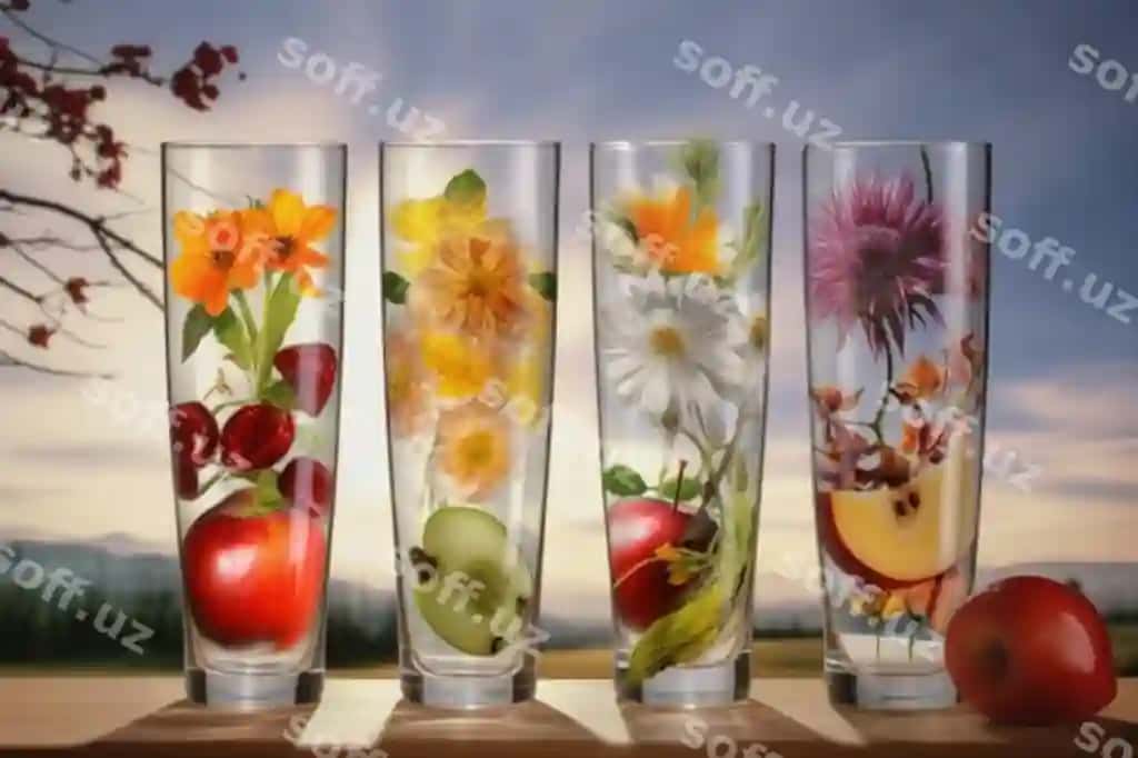 Meva stakidlari gul bilan boyalangan pastki qismi | Painting fruit glasses with flowers bottom