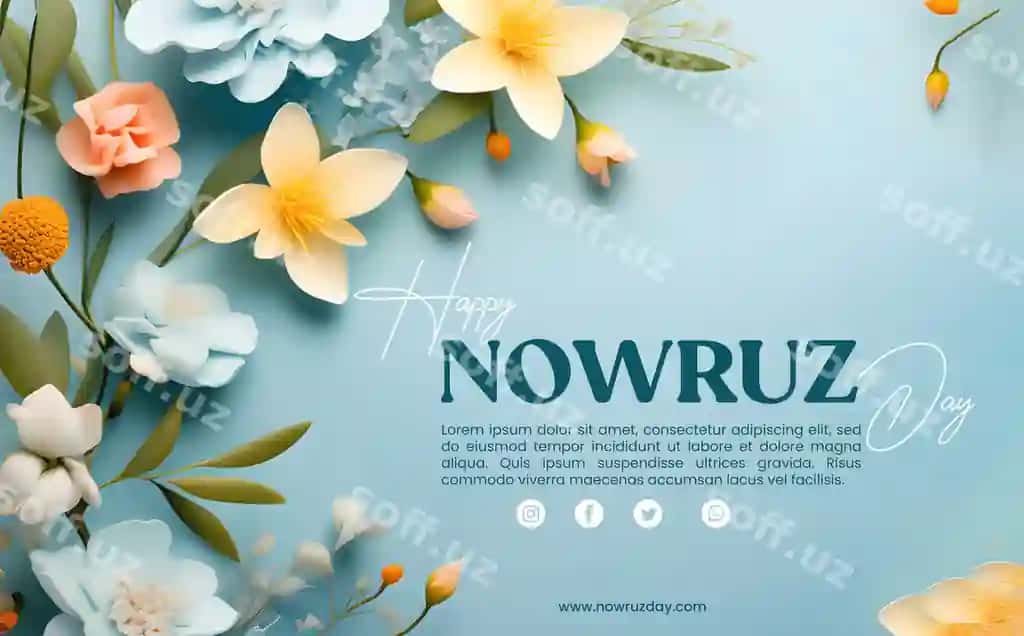 Nowruz kuningiz muborak bo'lsin, gul ekasi orqa fonda | Happy nowruz day with floral background
