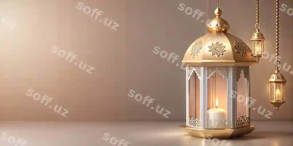 Islomiy honacha tinch orqali Ramazon hayit va Qurbon haying bo'yicha tajriba | Islamic lantern serene backdrop ramadan eid al adha feast sacrifice