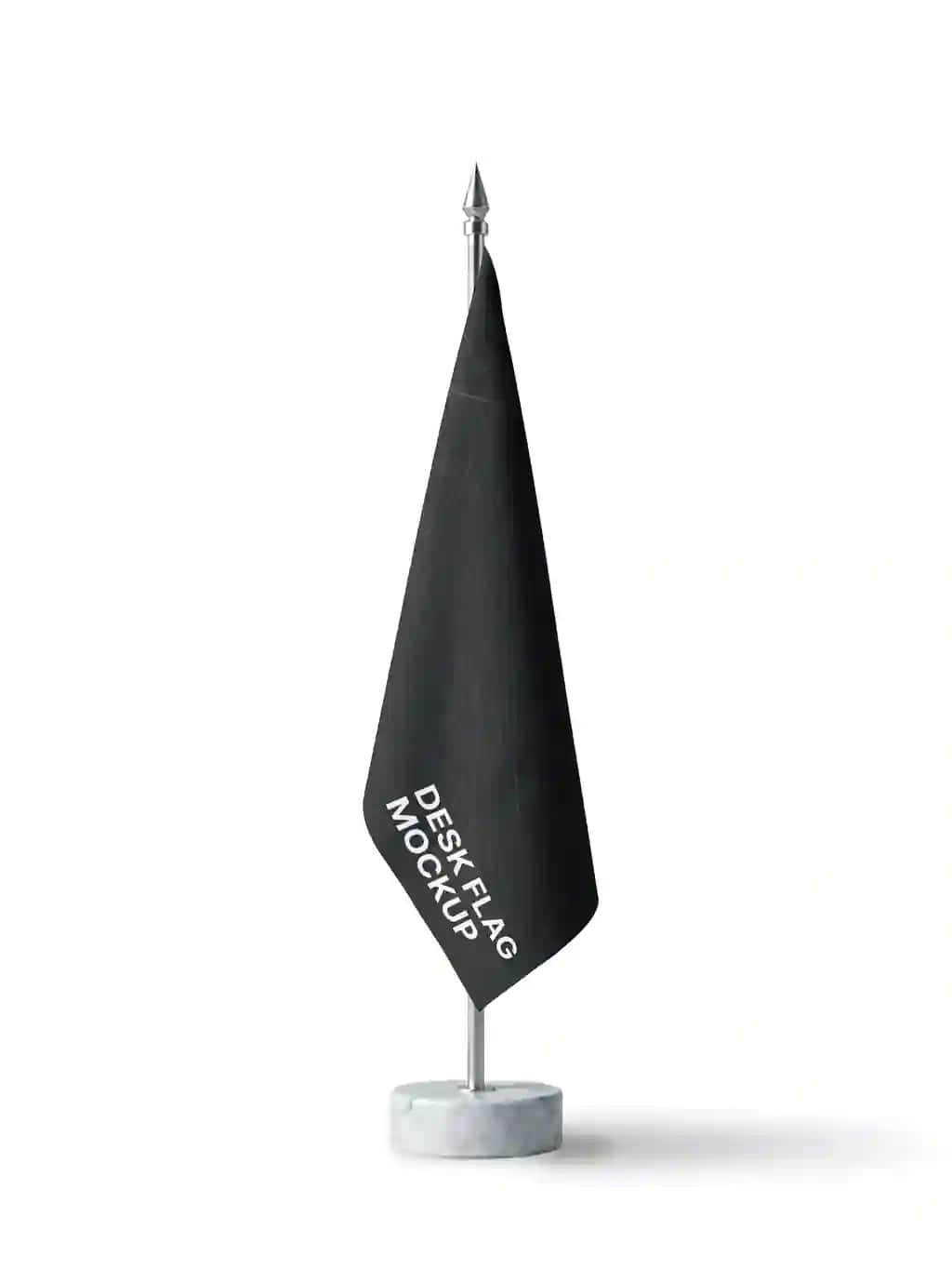 Oq fonda qora stol bayrog'i maketi | Black desk flag mockup white background