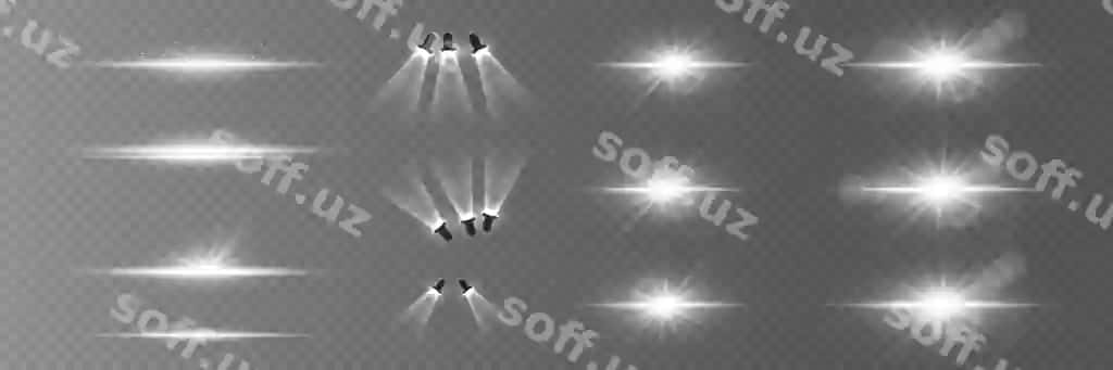 Chirg'a effektlari quyosh flari iskra yulduzlar portlash parlavlik spotlight | Set light effects sun flare spark stars explosion sparkle spotlight