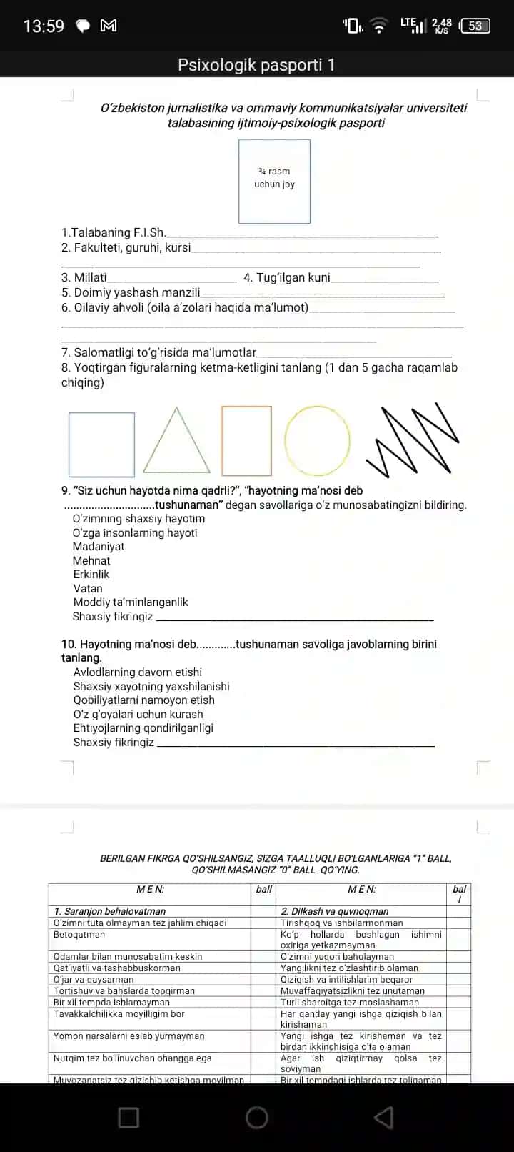 psixologik Pasport