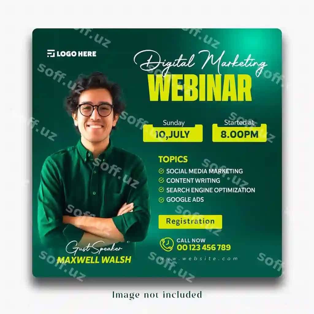 Vebinor raqamli marketing post shabloni Facebook Instagram | Webinar digital marketing post template facebook instagram