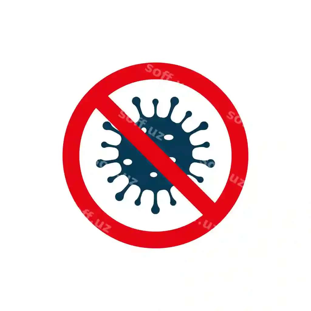 Virus yo'q belgi oq fonda ajraltirilgan | No viruse sign isolated white background