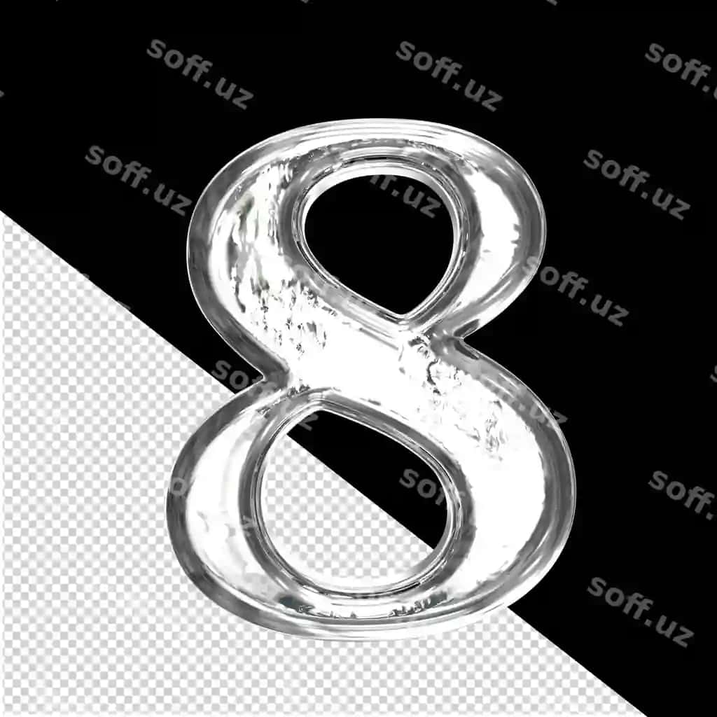 Buz 3D ramz kumtor ramka 8-raqam | Ice 3d symbol silver frame number 8