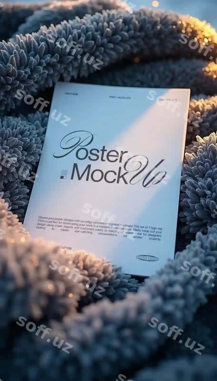 A4 poster mockup qulufli qulpachilik foni | A4 poster mockup cozy fluffy blanket background
