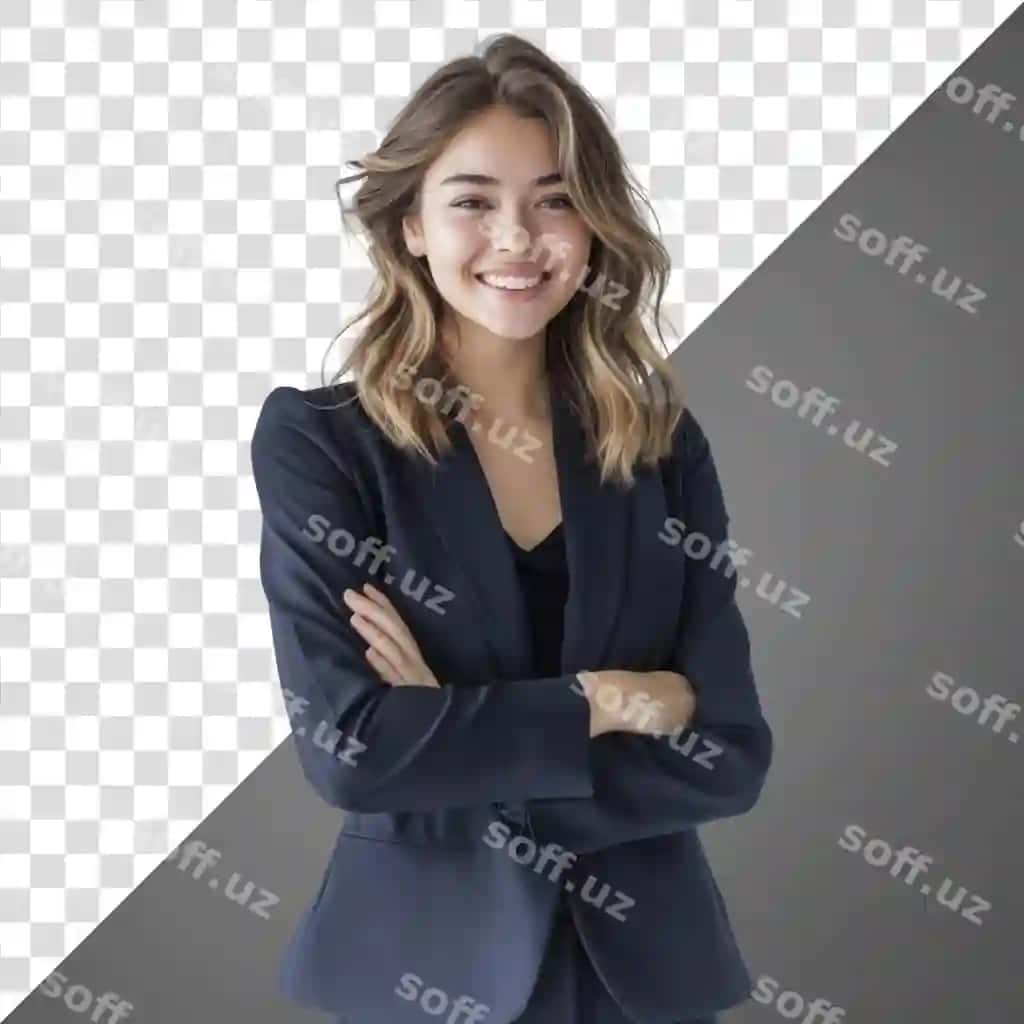 PNG jozib g'arbiy biznes ayol guladigan portret professional | Png attractive western businesswoman smiling portrait professional