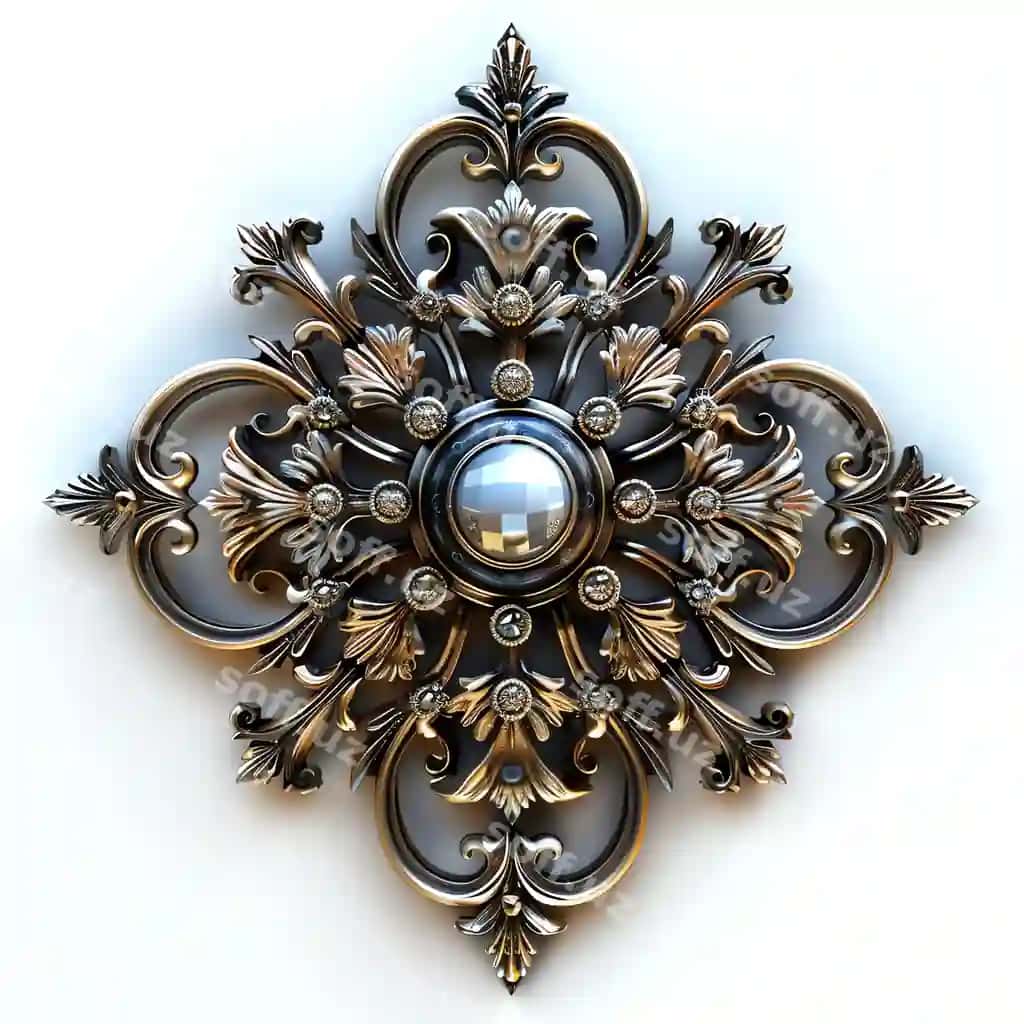 Oltin beozon, unda ko'k almaz bor | Gold ornament that has blue diamond it