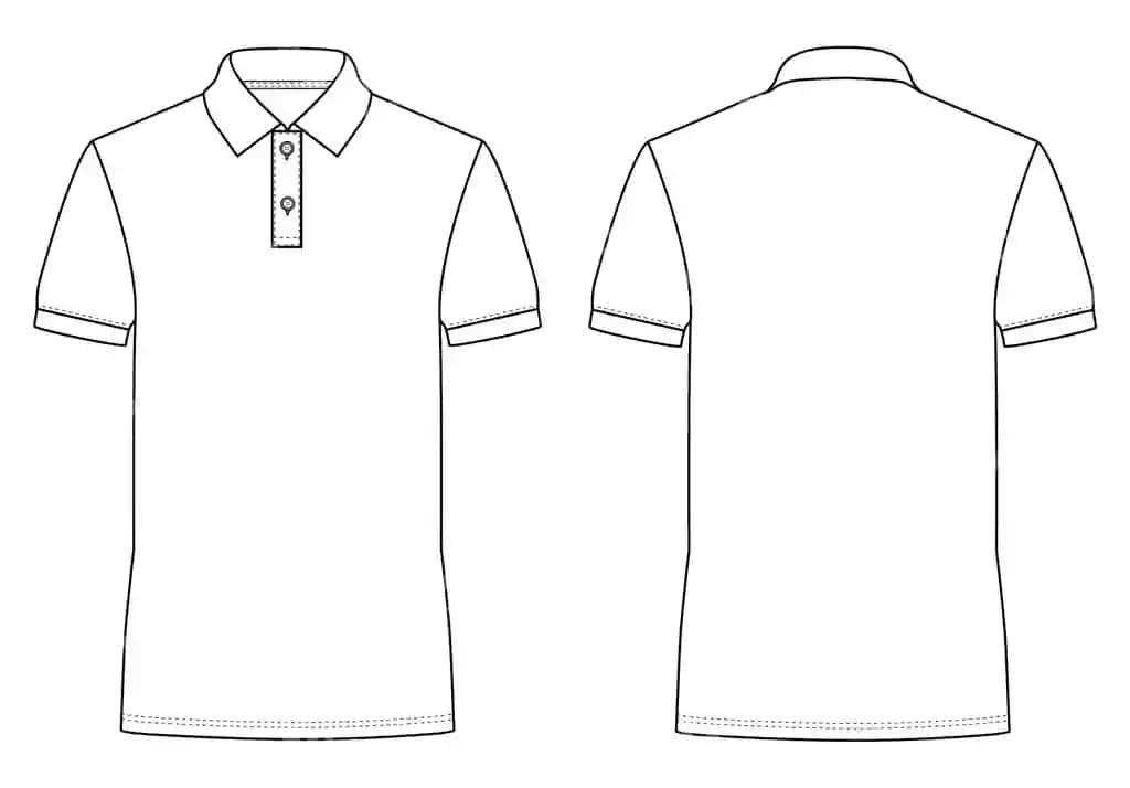 Polo ko'ylak shabloni old-orqa ko'rinish | Polo shirt template front back view
