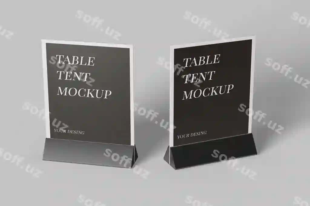 Yaqin rasm stol belgisi namuna dizayni ajraltirilgan | Close up table tent mockup design isolated