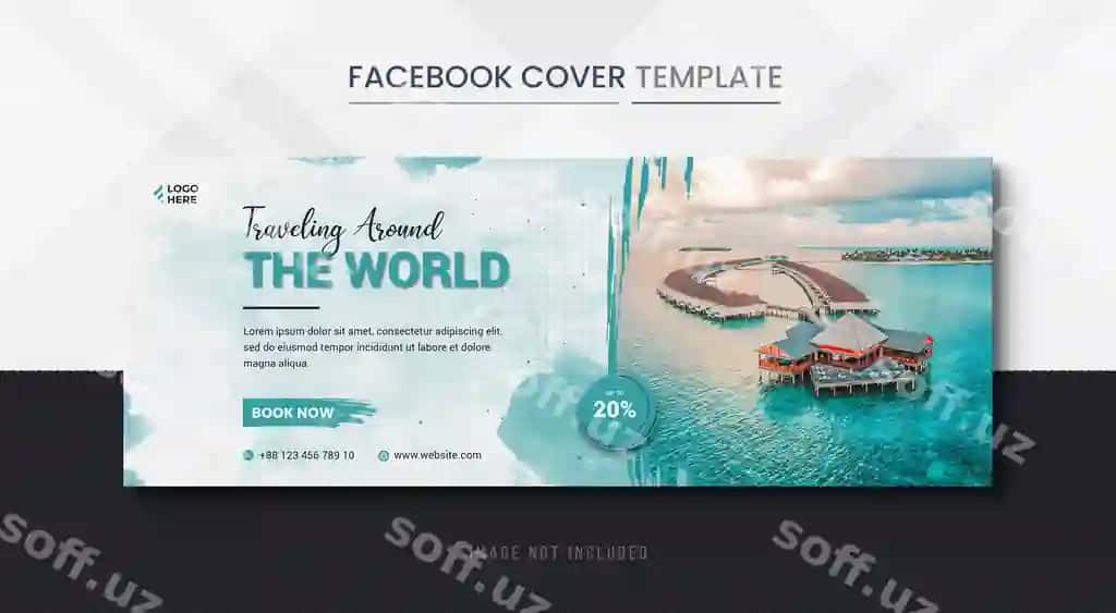 Dam olish sayohatlari Facebook coveri Sayohat timeline coveri Banner shablon | Holiday travels facebook cover travel timeline cover banner template