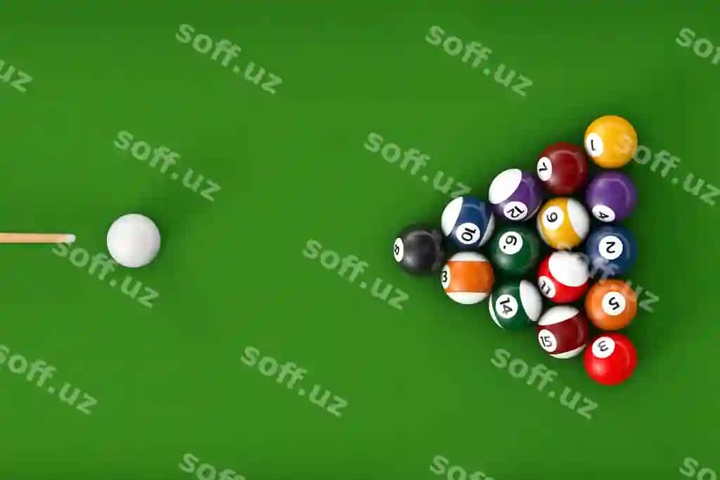 Parlak bilyard sharqlari komplekti yashil bilyard stoli | Glossy billiard balls set green billiards table