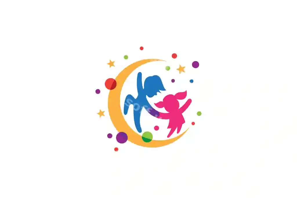Brothers logotipi rang-barang yulduzlar bilan bezatilgan hilolni qo'shgan | Brothers logo playing crescent moon decorated with colorful stars