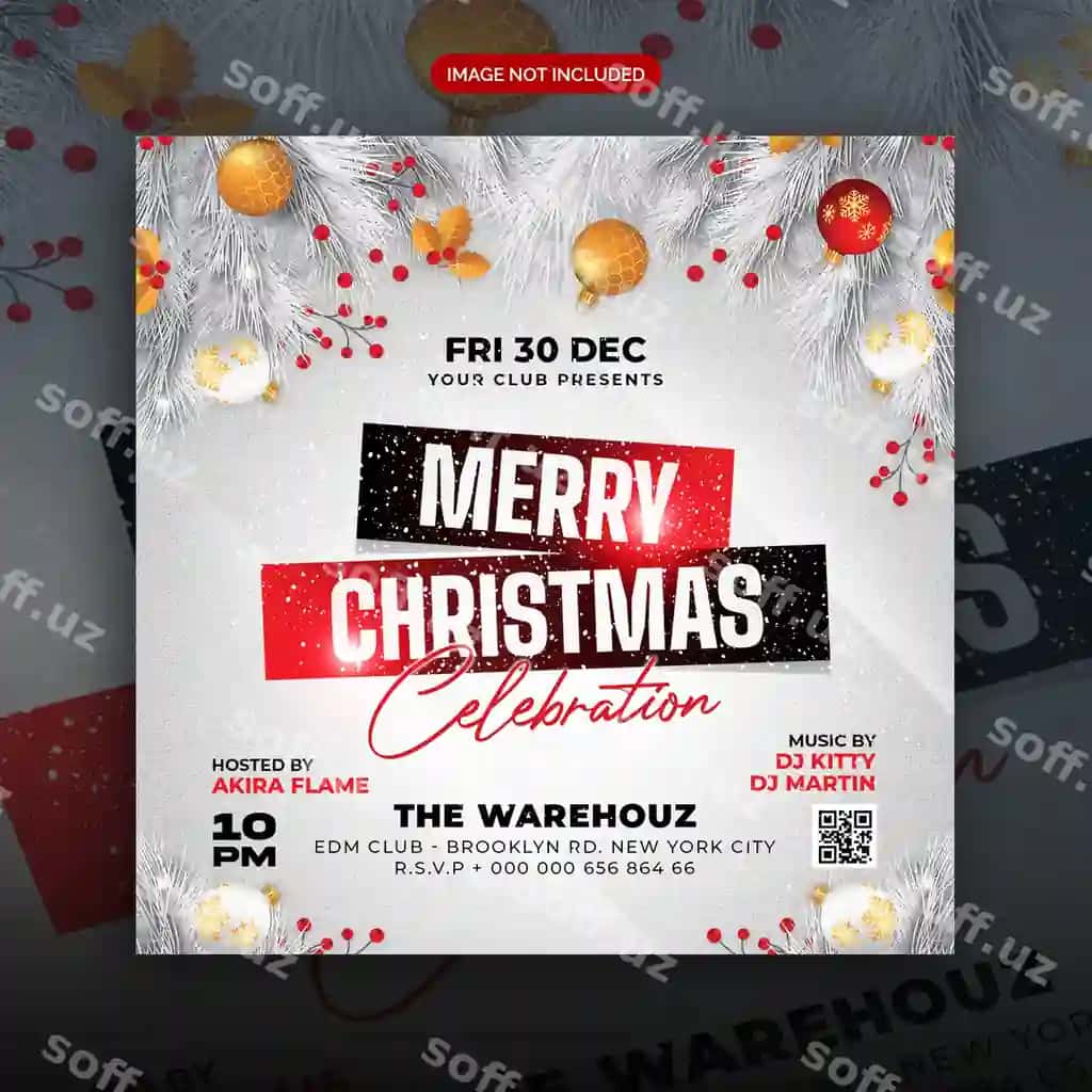 Psd yanvar kalendariji uchun ijtimoiy tarmoqlar posti instagram veb baner | Psd christmas flyer social media post instagram web banner
