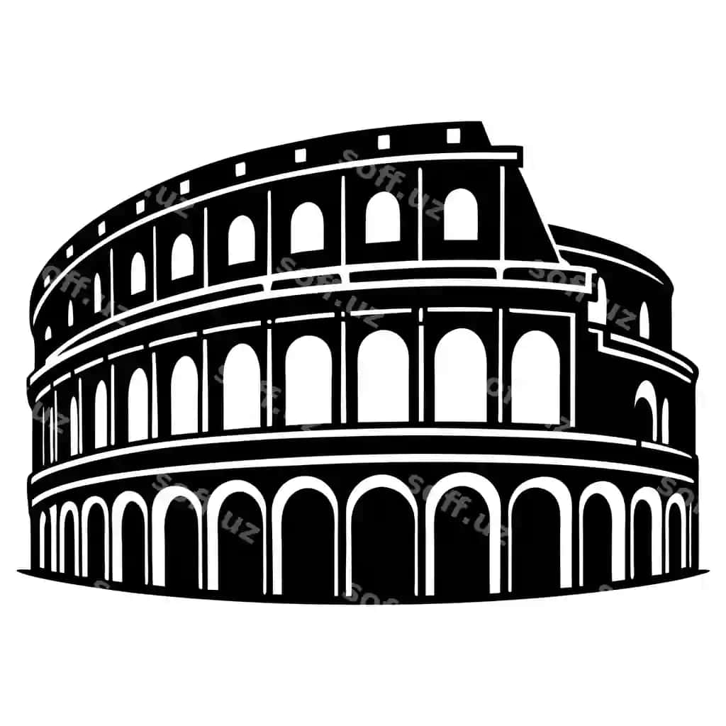 Rim kollezyumi Rim, Italiya tarixiy binolama illustratsiyasi | Roman coliseum rome italy historic landmark illustration