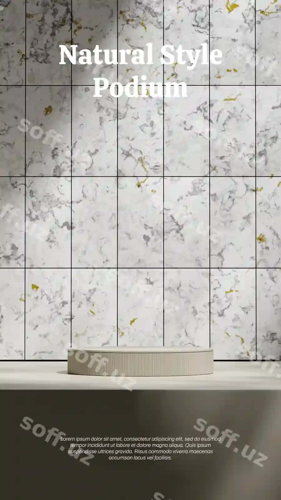 Portret oq marmar teksturasi plitka devor 3d rasm render sahna shabloni | Portrait white marble texture tile wall 3d image render scene template