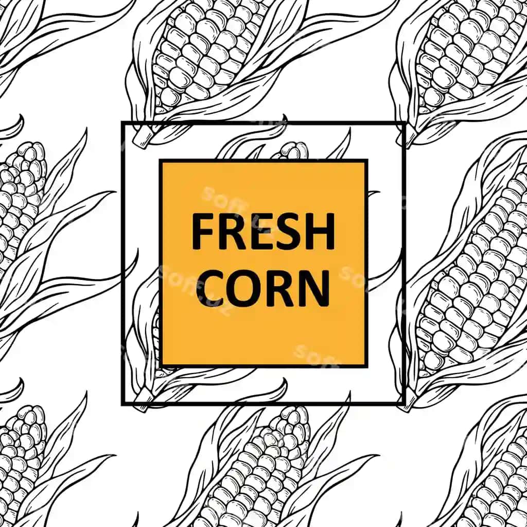 Makkajo'xori chegarasiz naqsh qo'l bilan chizilgan skets | Corn seamless pattern handdrawn sketch