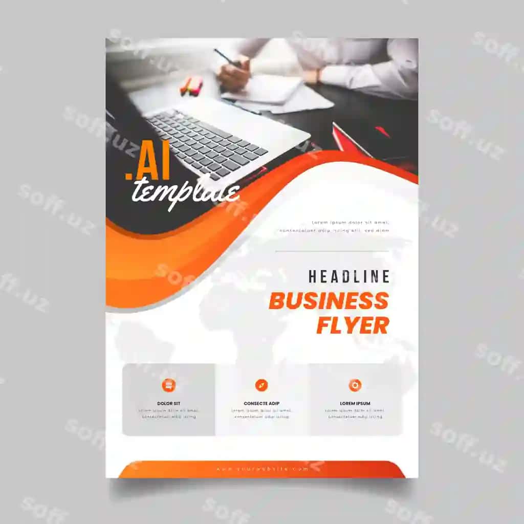 Abstrakt biznes floyer rasm bilan | Abstract business flyer with photo