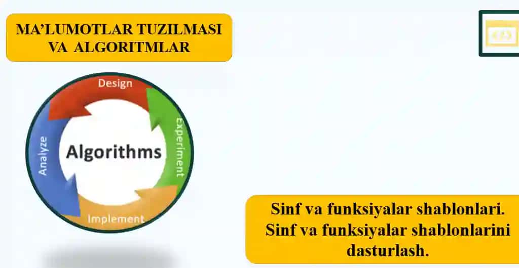 Sinf va funksiyalar shablonlari.  Sinf va funksiyalar shablonlarini dasturlash.