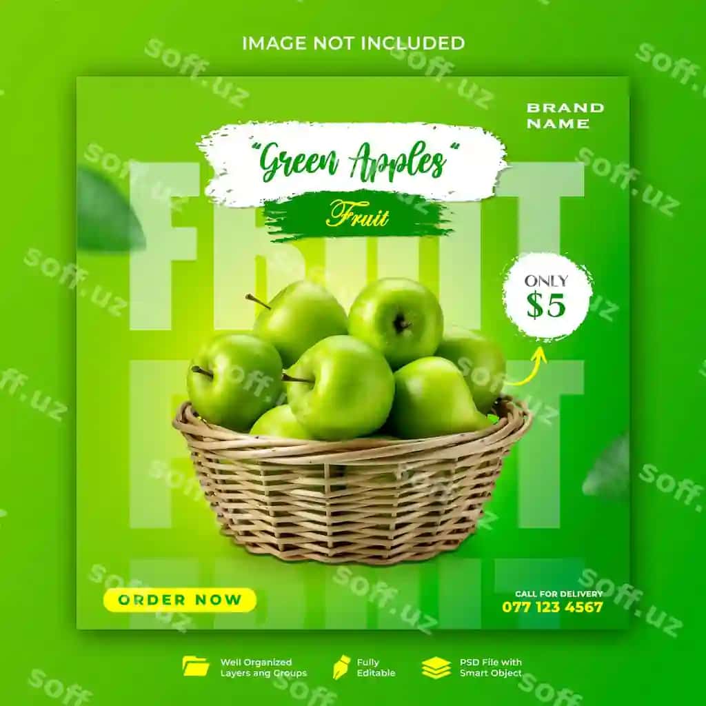 Mevalar ijtimoiy axborot dizaynini yetkazib berish taze mevalar | Fruits social media design delivery fresh fruits