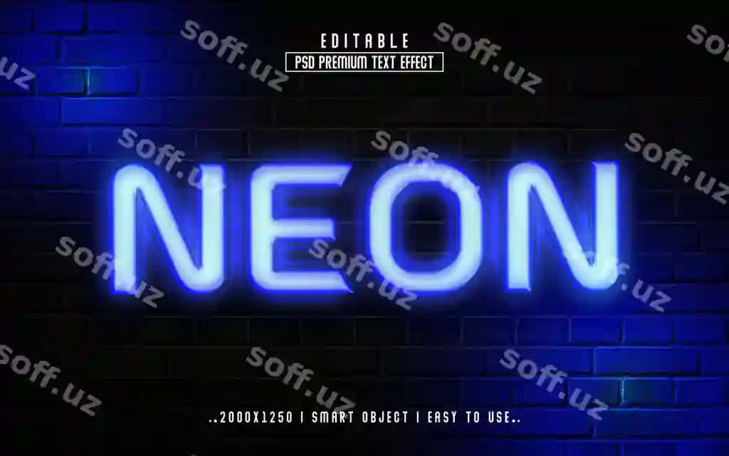 Neon 3d tahrir qilish matn effekti stili | Neon 3d editable text effect style