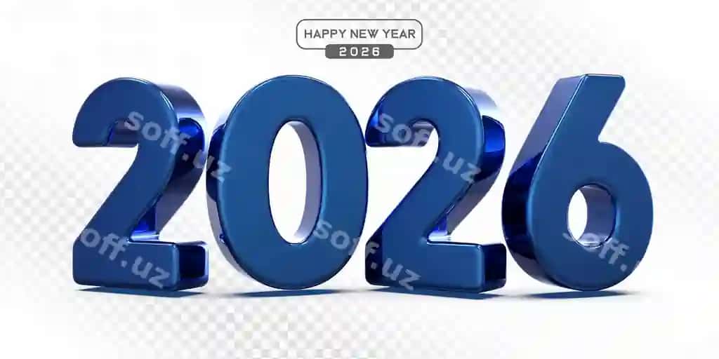 2026 ko'k sonlar 3D render yangi yil bayramlari | 2026 blue numbers 3d render new year celebrations