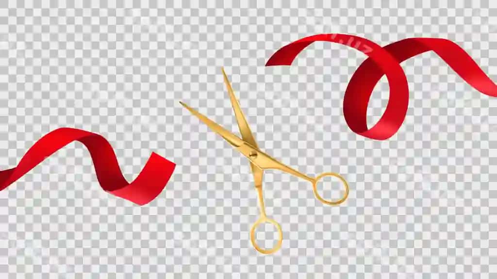 Oltin qisqich qizil lentni kesish katta ochildish marosimi seremonial bayram | Gold scissors cut red ribbon grand opening ceremony ceremonial celebration