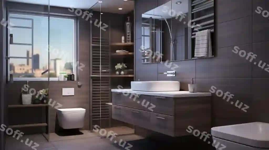 Kichik hammom zamonaviy dizayn stili bilan | Small bathroom with modern design style