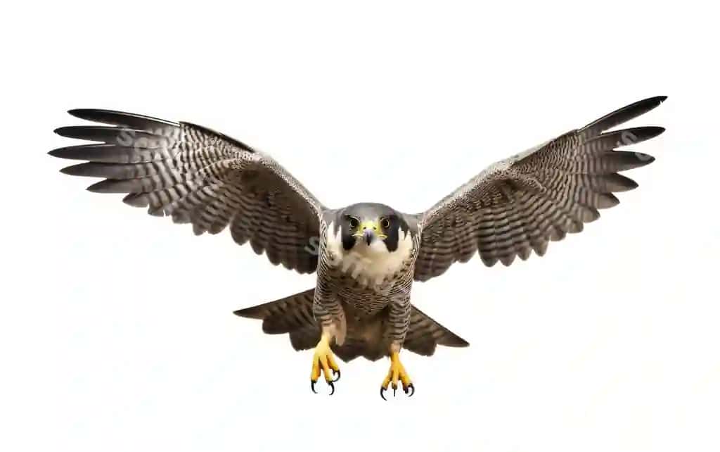 Chiroyli buzruh temiri oq fon | Graceful falcon dive white background