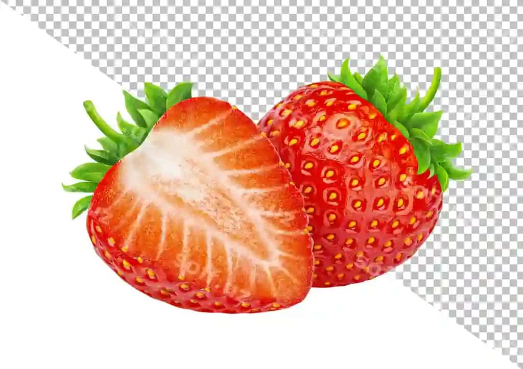 Ikki bodom ajraltirilgan oq orqa fonda | Two strawberries isolated white background